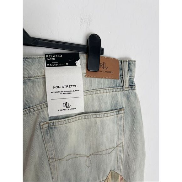 Lauren Ralph Lauren Plus Size Mid-Rise Tapered Patchwork Jeans Size 18 NWT - Picture 8 of 11